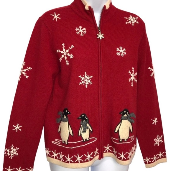 NWOT Statements by Danielle Penguin Holiday Sweater Size Large - VINTAGE - Picture 3 of 9